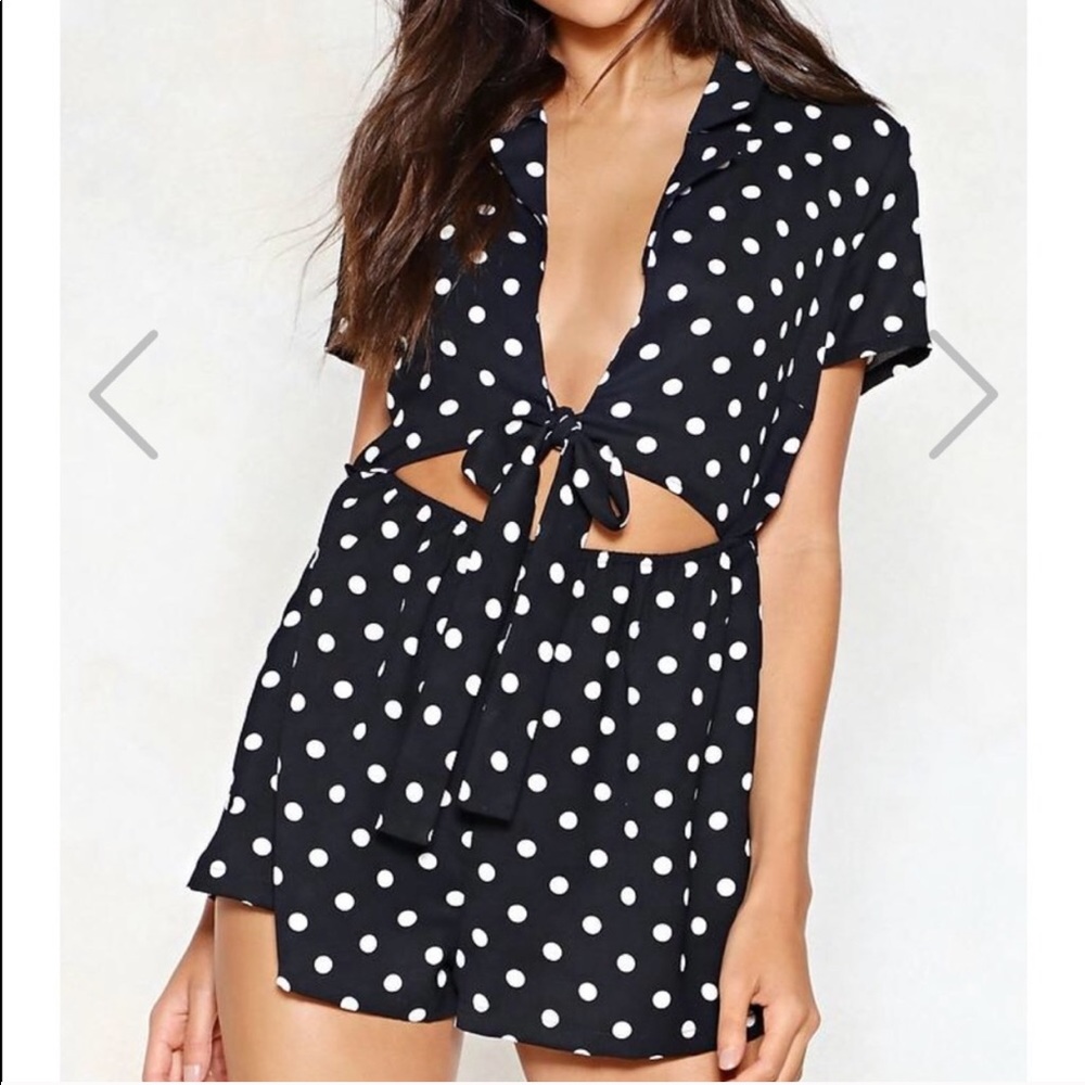 Nasty Gal Polka Dot Romper W/ Cutout